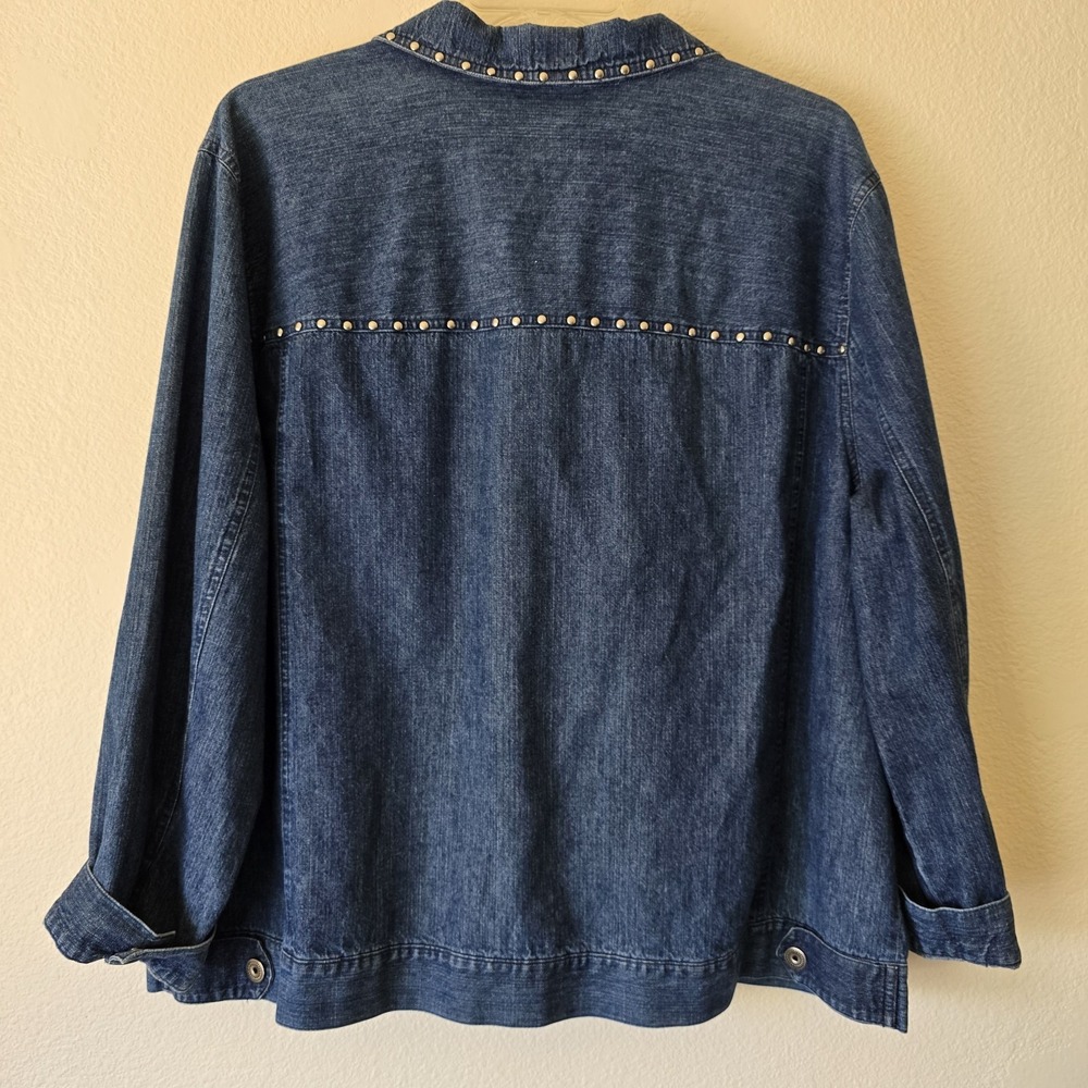 Josephine Chaus Women's Plus Sz Denim Jean Jacket Studded Rodeo 100% Cotton Fall - Picture 8 of 12